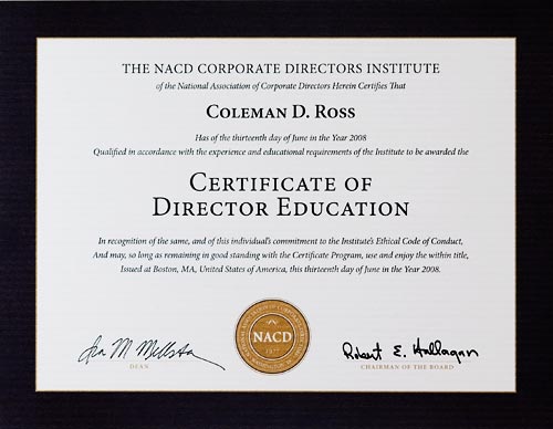 Certificate of Director Education