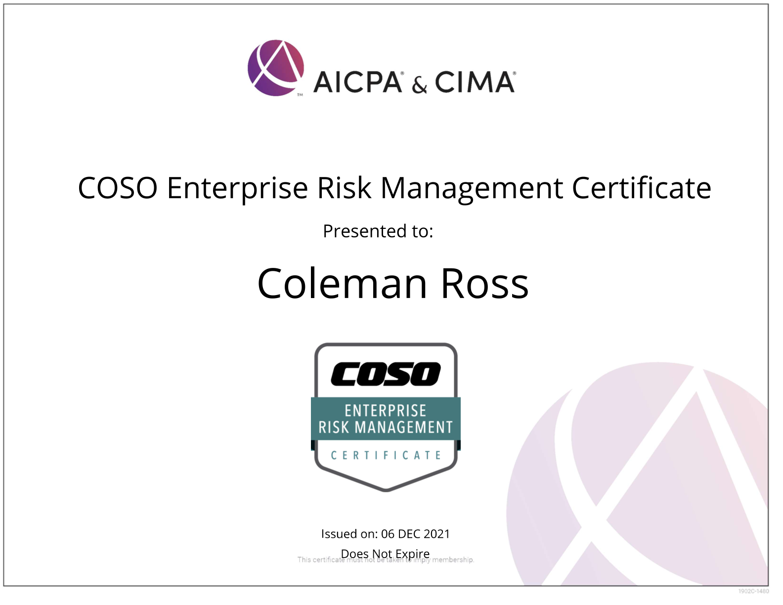 COSO Enterprise Risk Management Certificate