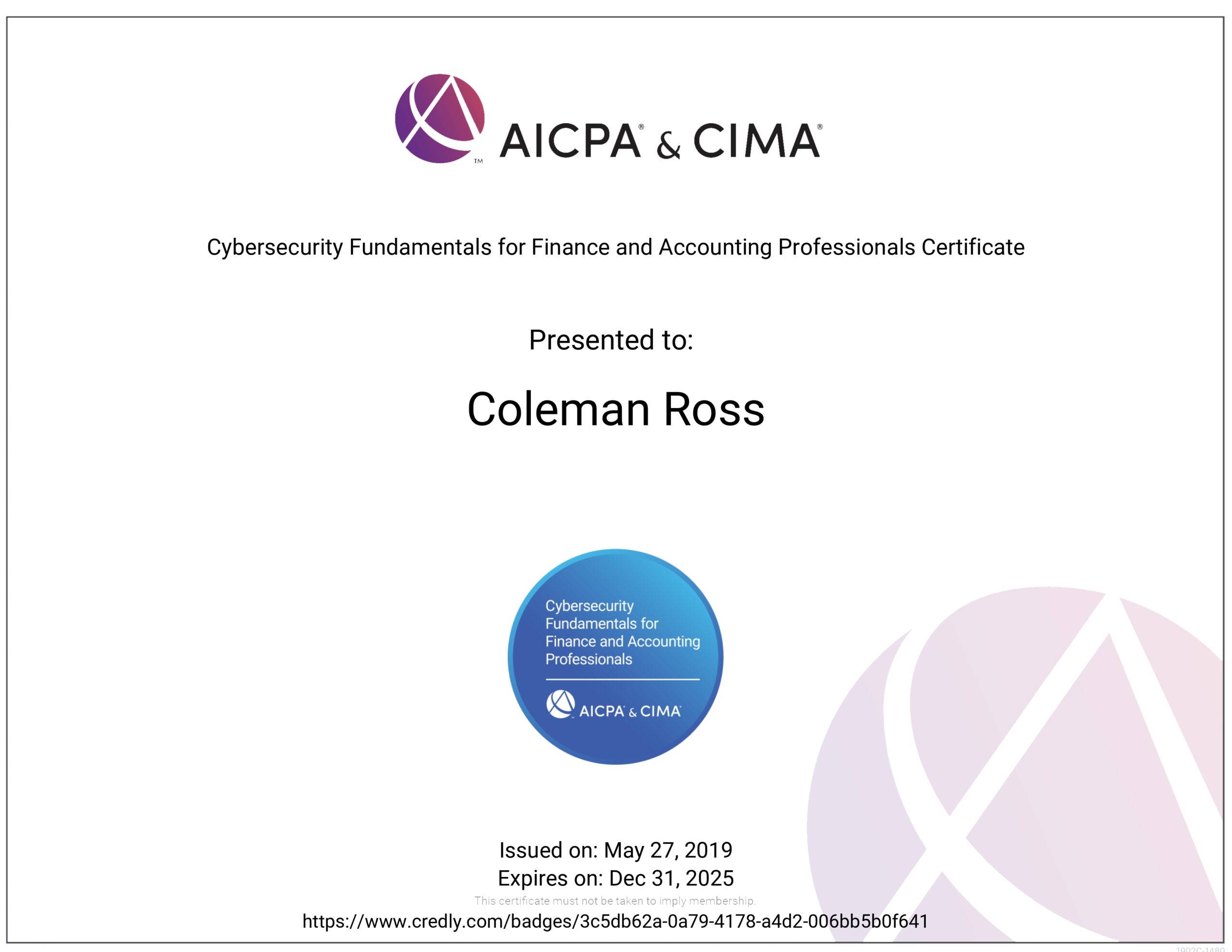 Cybersecurity Fundamentals for Financial and Accounting Professionals Certificate