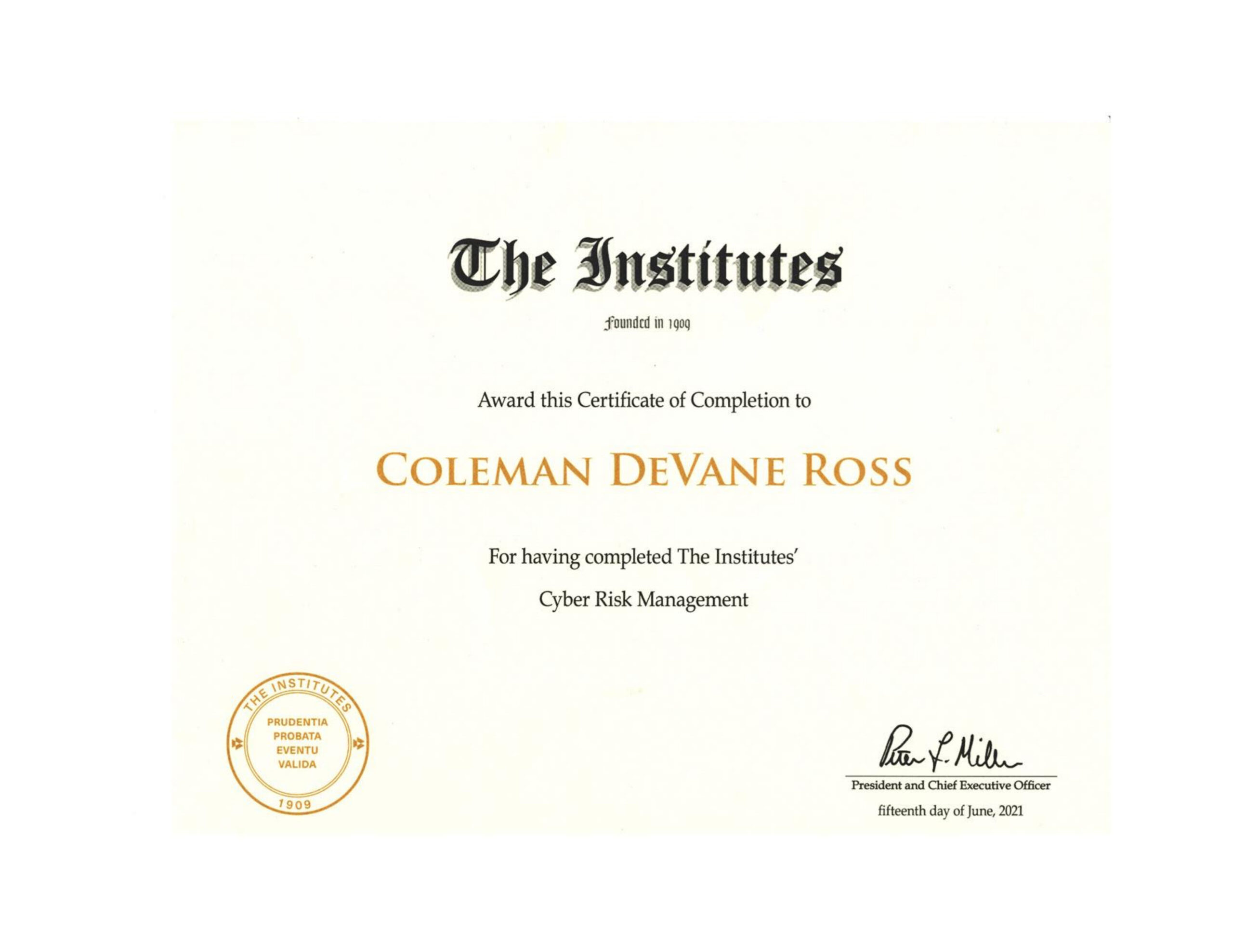 Cyber Risk Management Certificate